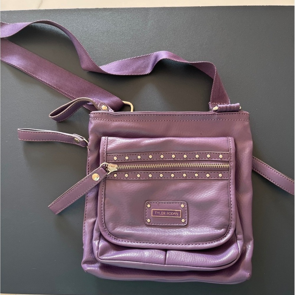 Tyler Rodan Crossbody Bag Purple Studded Pocketbook Purse Handbag